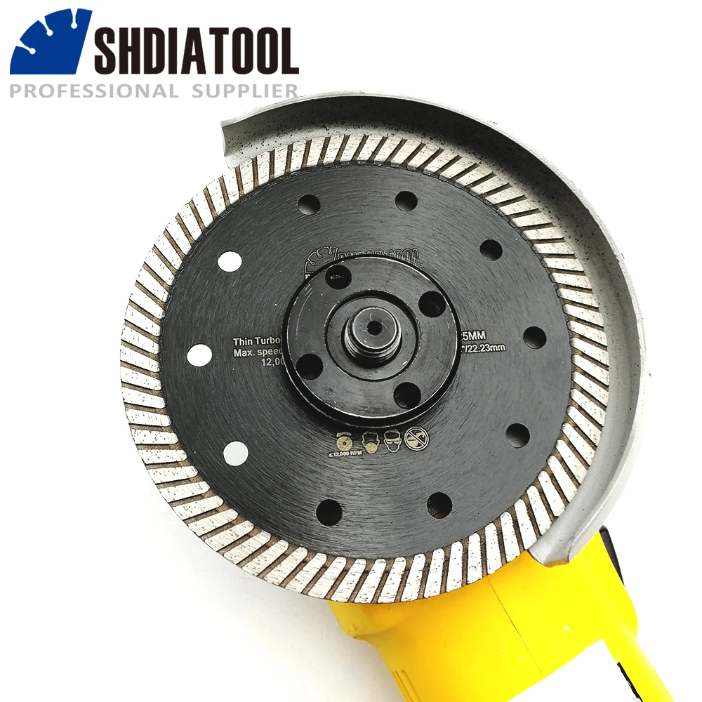 DIATOOL 5pcs 5 Inches Superthin Turbo discs with 10mm segment height for Cutting Hard Material Ceramic Tile Granite