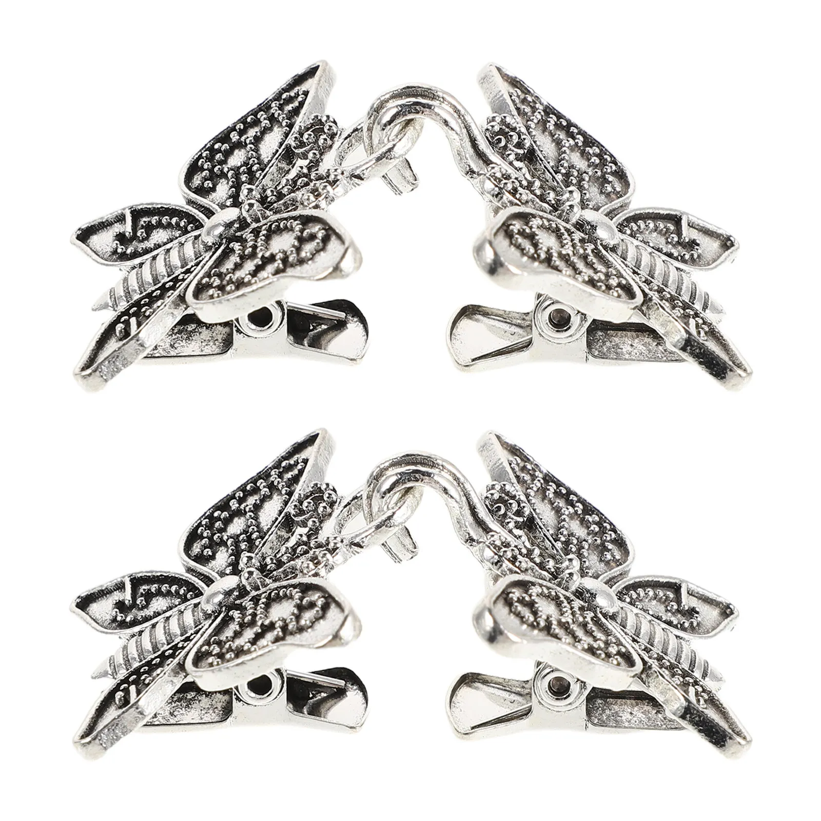 4Pcs Vintage Metal Butterfly Cardigan Clips for Women Retro Sweater Shawl Clips Blouse Dress Cinch Fasteners Shirt Collar Brooch