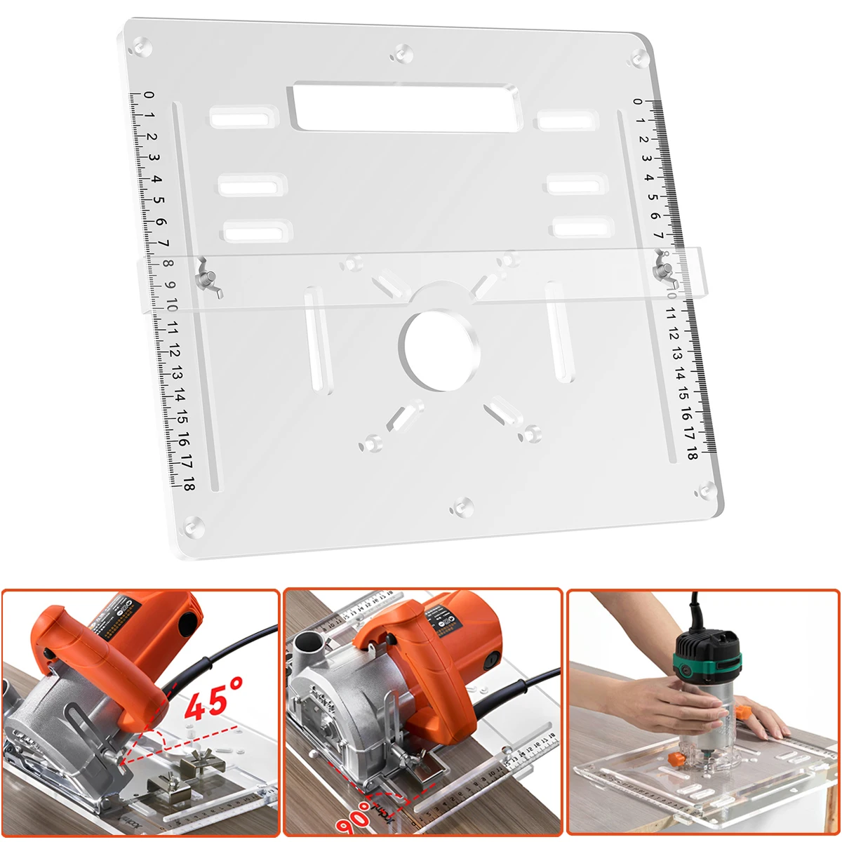 Acrylic Woodworking Router Table Insert Plate Adjustable transparent Trimming Machine Circular Saw Guide Rail Bottom Plate