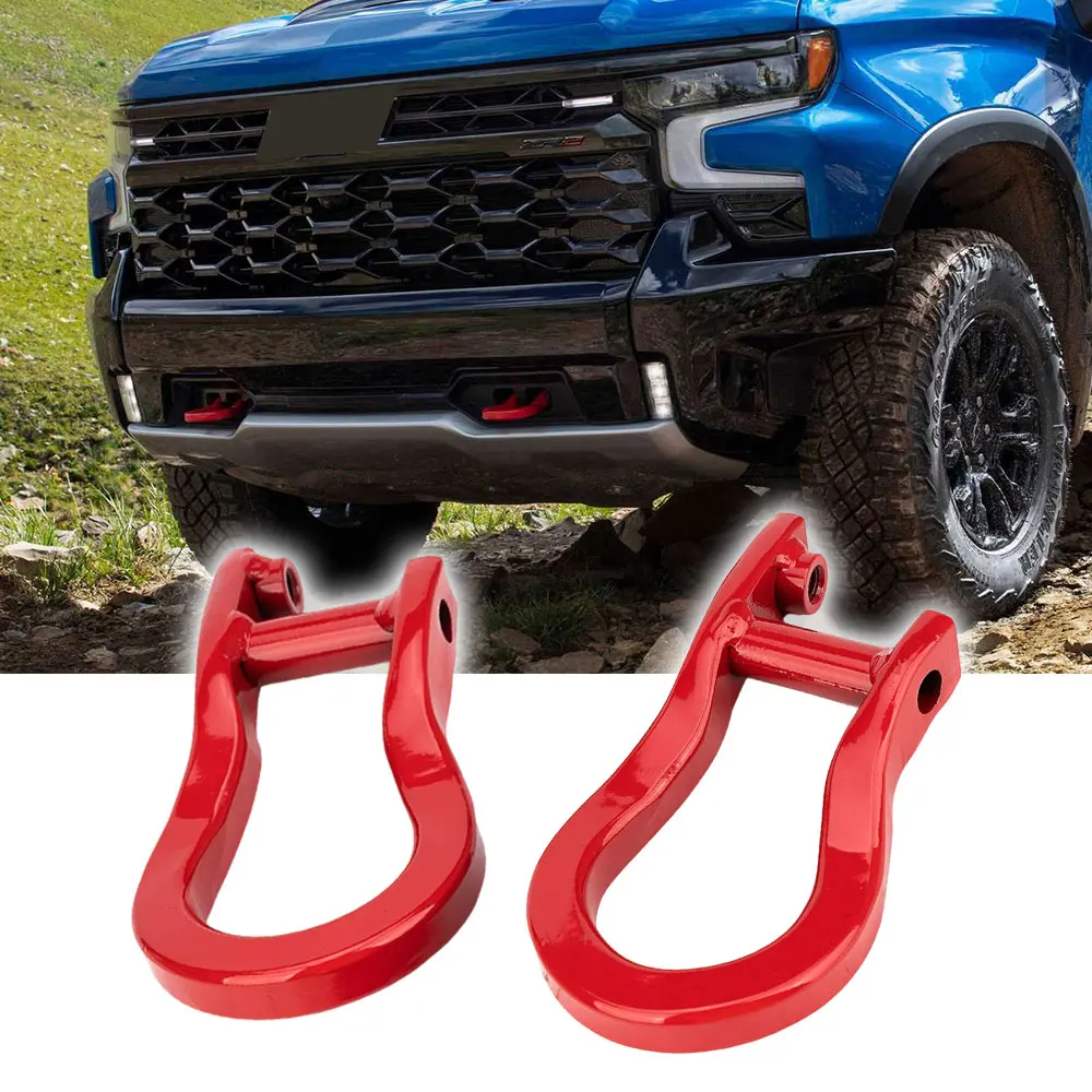 Heavy Duty Rear Tow Hooks Tow Hitch Fits for 2022-2026 Chevrolet Chevy Silverado 1500 Red Steel Rear Recovery Points