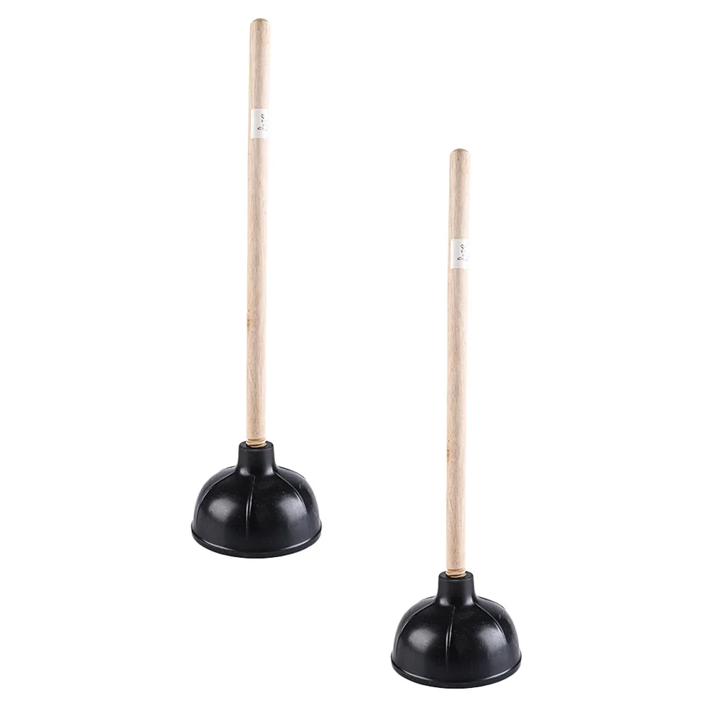 

2 Pcs Toilet Unclog Plunger Sewer Closestool Cleaning Tools Strong Suction Wooden Handle Dredging Bathroom