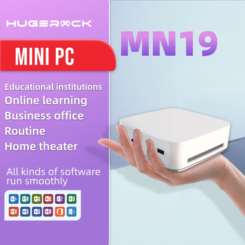 HUGEROCK MN19 Mini PC Gamer Intel N100 4Cores CPU Windows 11 WiFi 6 Gaming DDR5 4GB*2 RAM 512GB SSD