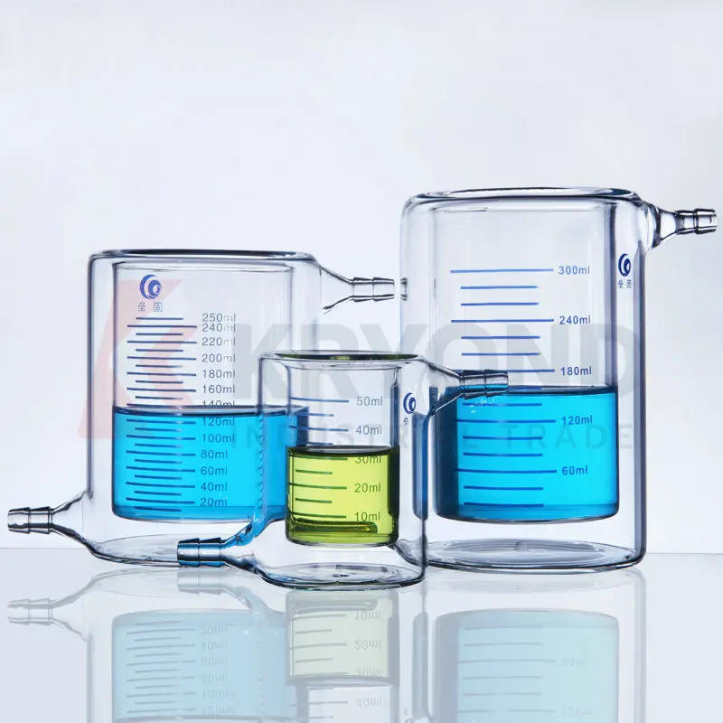 1PCS 50ml-1000ml Borosilicate Glass Double Layer Beaker Jacketed for Photocatalytic Experiment Original Product