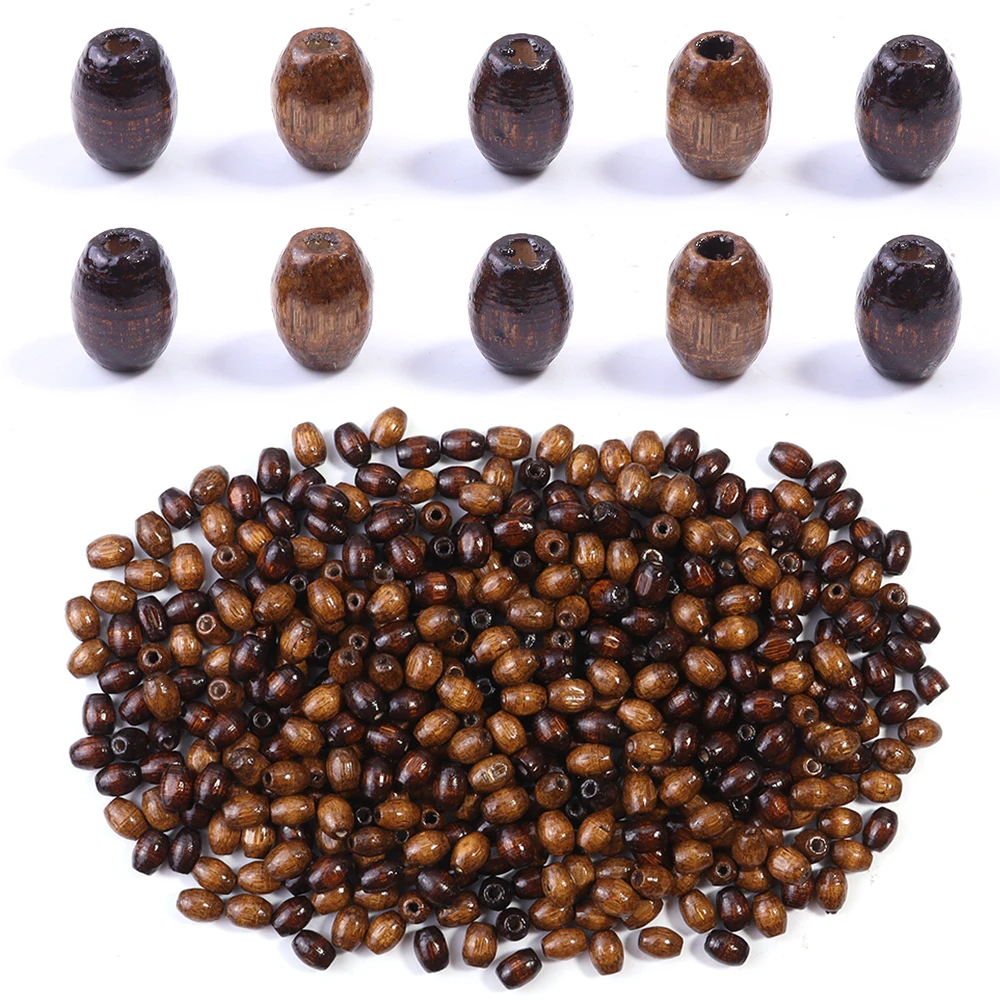 500 Stück 5x8mm braune natürliche Holzperlen ovale lose Holzperlen für Schmuckherstellung DIY handgefertigte Armbänder Halskette Zubehör