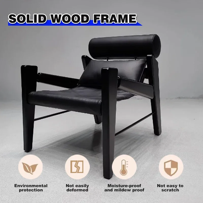 

-Креативное кресло-диван с одной спинкой для гостиной, светлое роскошное кожаное кресло из цельного дерева для отдыха