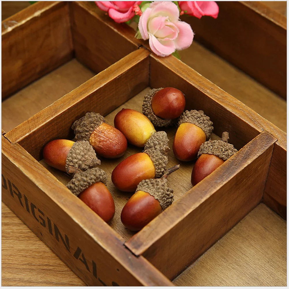

100pcs Simulated Acorn Decor Lifelike Artificial Small Nuts For Christmas Party Wedding Home Garden Kitchen Table Display