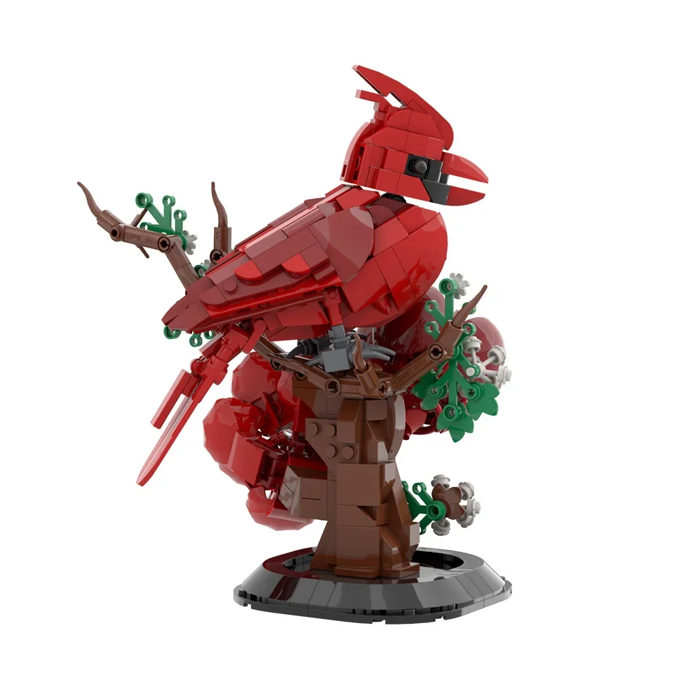 MOC Northern Cardinal Bird Bricks Model Christmas Cardinalis Red Bird Building Blocks Assembly Toys Kids DIY Birthday Gifts