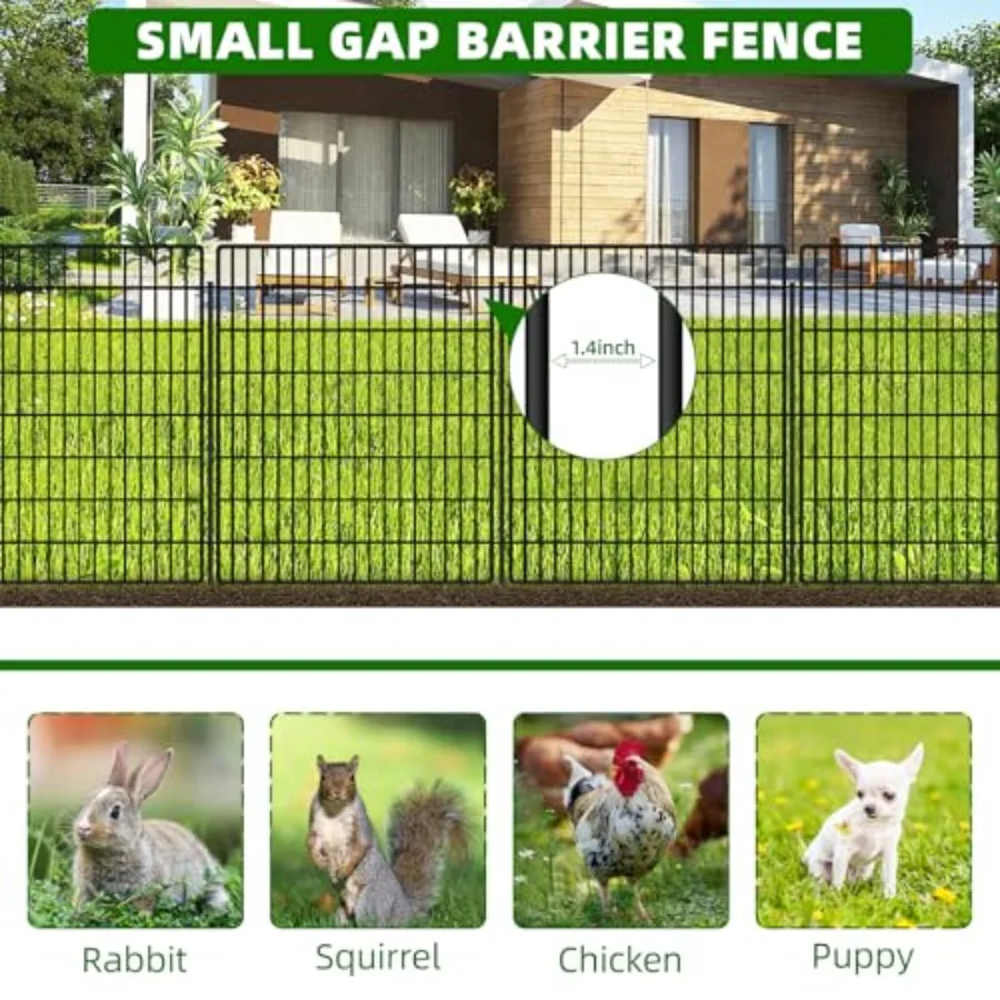 Outdoor Garden Fencing For Animal Barrier, Rustproof Metal Wire Panels In Black, 33 In Height X 24 Ft Length, No-Dig Decorative - view 4