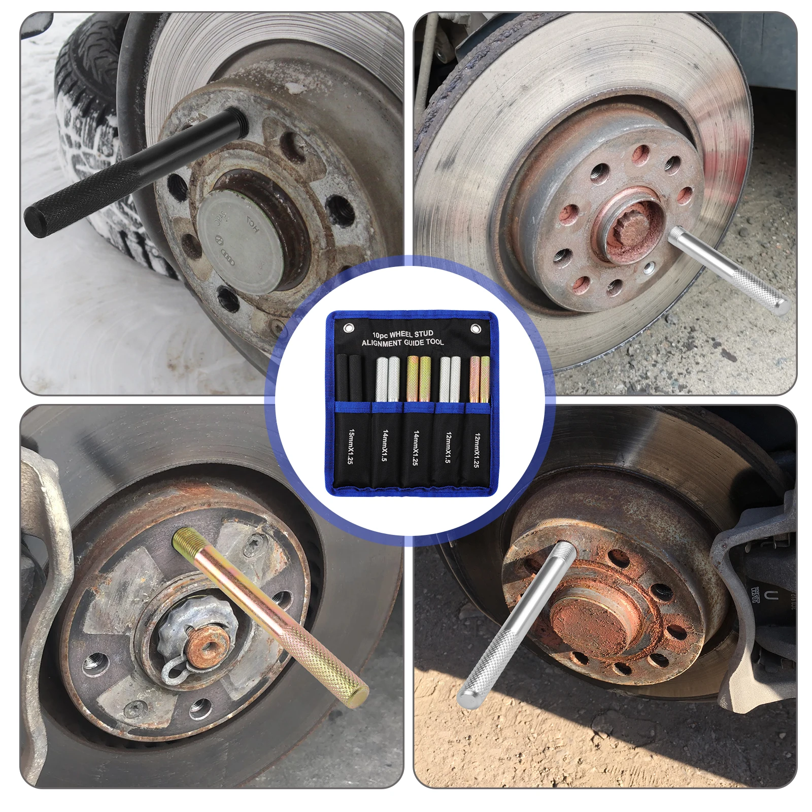 Wheel Hanger Alignment Pin Tight Grip Knurled End Wheel Fixing High Strength Universal Fit Metal for Vehicles view 5