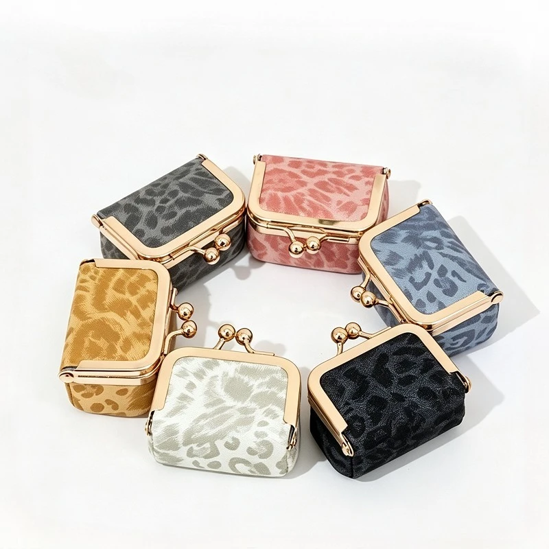 Exquisite Leopard Print Jewelry Storage Case for Rings, Necklaces and Earrings, Mini Lipstick Bag & Metal Frame Coin Purse