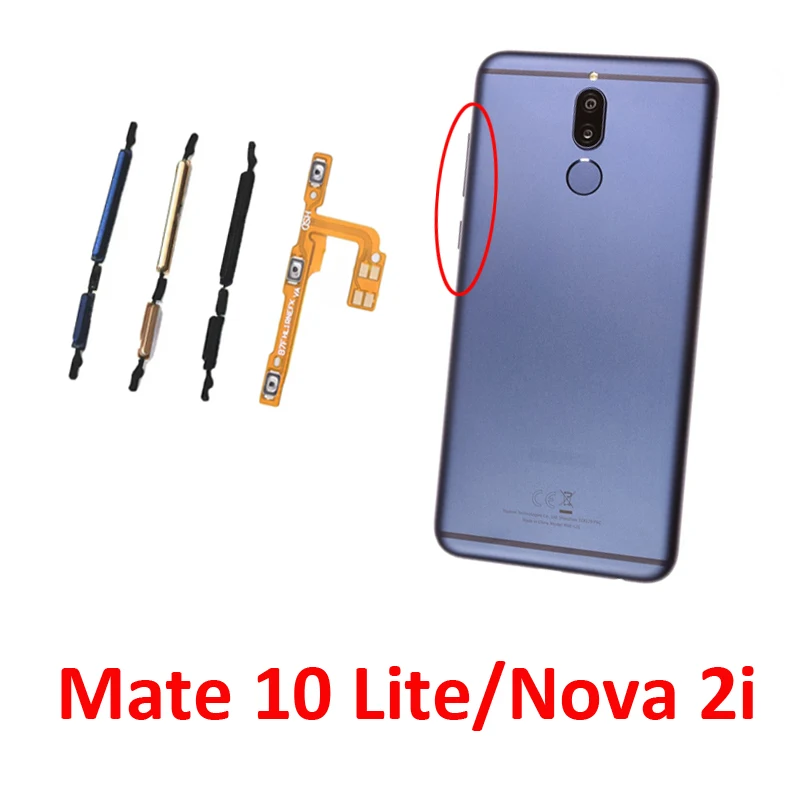 For Huawei Mate 10 Lite Phone Housing Frame New On Off Side Key For Huawei Nova 2i Power Volume Button Flex Cable Repair Part