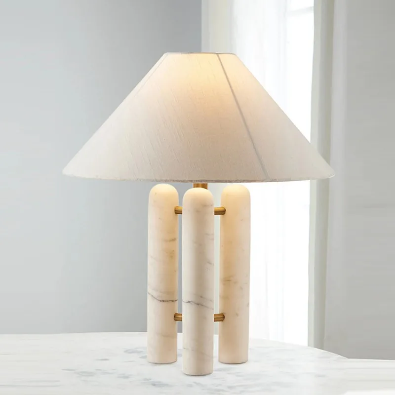 Fabric marble LED study bedside table lamp designer homestay simple bar counter creative personality