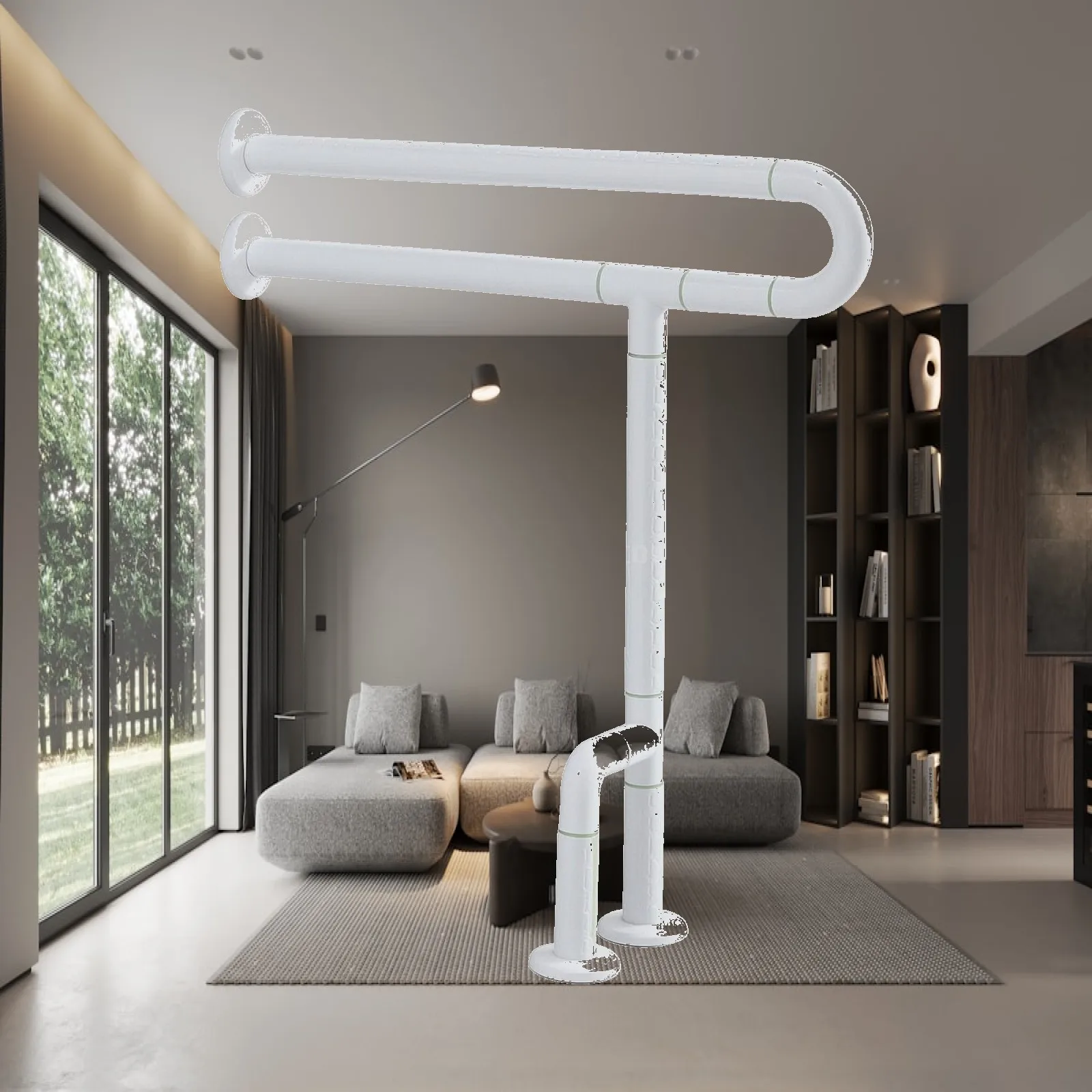 Bathroom Toilet Safety Rail with Luminous Stripe ABS Stainless Steel Grab Bar for Elderly Disabled Shower Support Handle