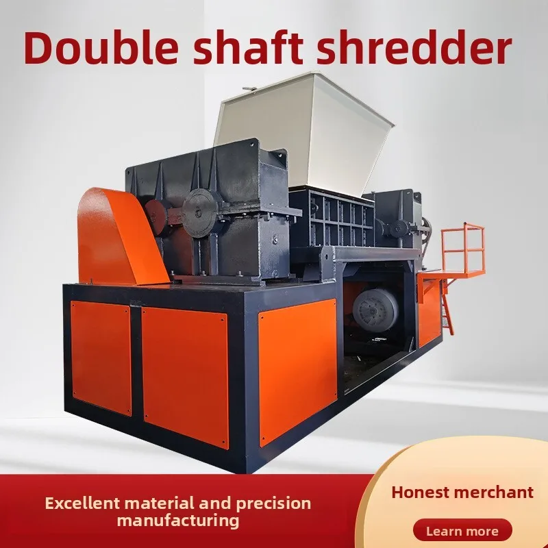 Wood, Large Tire, Metal, Dual Shaft Crusher For Scrap Cloth, Plastic, Home Appliances, Straw Shredder