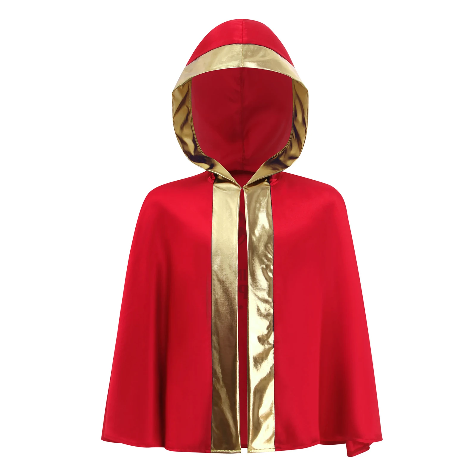 Bambini Muay Thai Outfit Ragazzi Ragazze Boxe Allenamento Arti marziali Tuta da combattimento Aperto sul davanti Finiture metalliche sul retro Mantello con cappuccio + Pantaloncini in raso