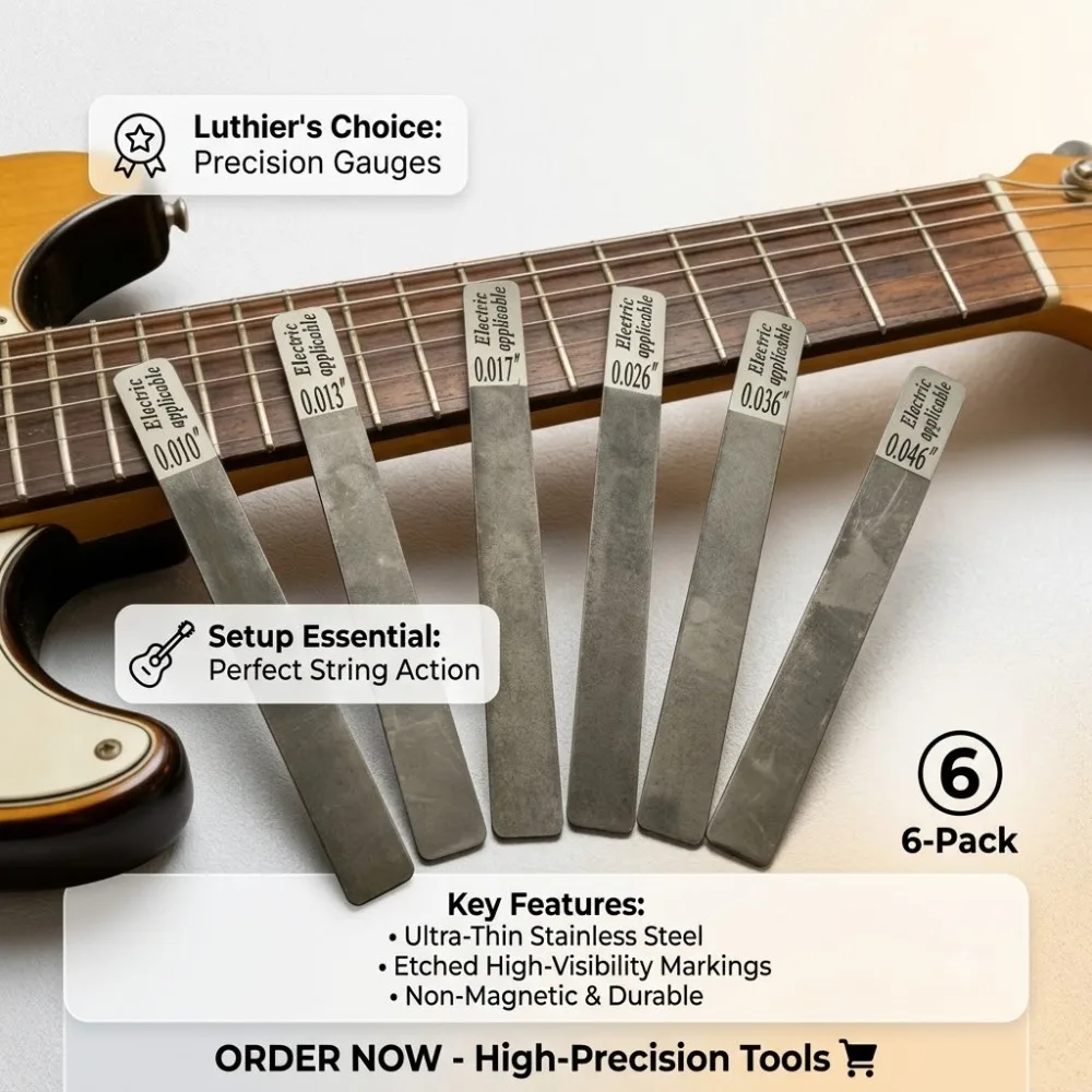6Pc Guitar Nut Files Acoustic12-53/electric09-42/10-46 Stainless Steel Pillow File Fret Crowning Slot Luthier Repair Tool 13x1.3