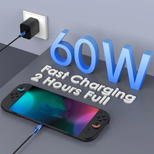 Imagen 2 del producto Cargador rápido UE/EE. UU. para Nintendo Switch 2, enchufe de consola, adaptador de CA, carga tipo C, fuente de alimentación USB, cargador de pared para accesorios NS