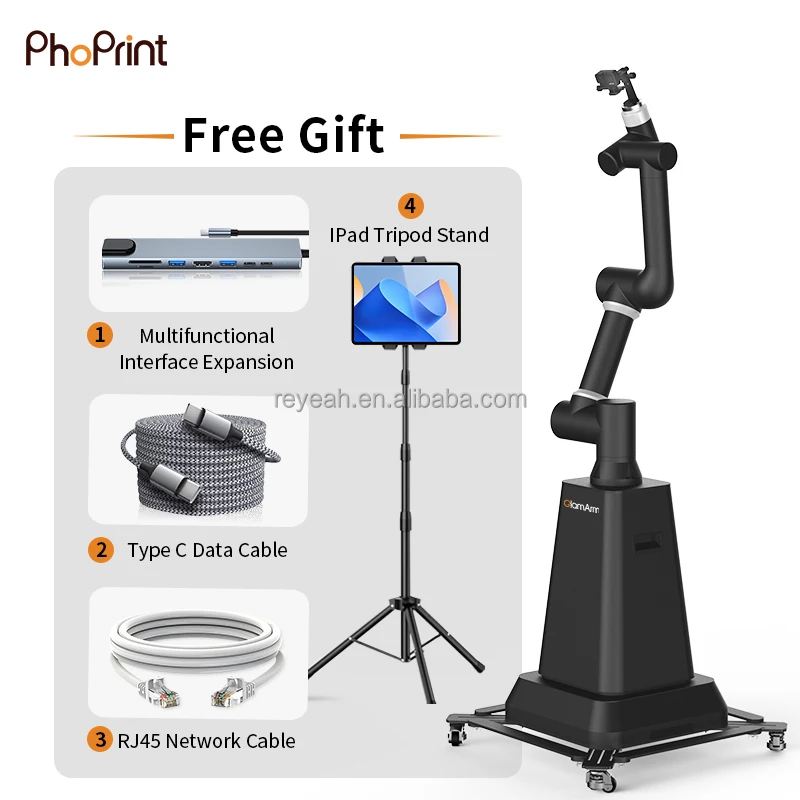 2025 Phoprint Glambot Robotic Arm Camera Glambot Video Booth With DSLR Camera And Smart APP
