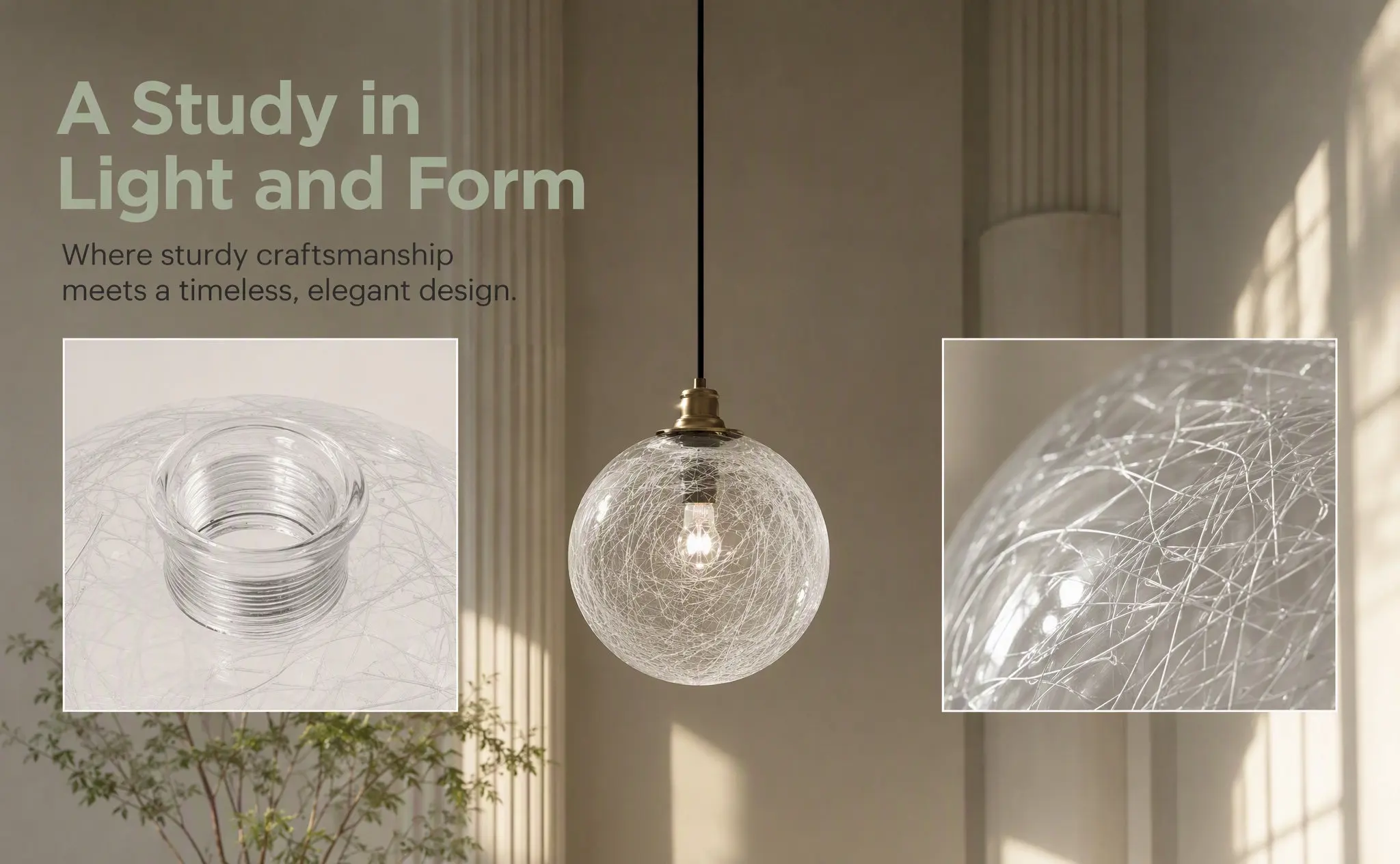 Glass Lamp Shade G9 Base 100Mm Round Clear Glass Replacement Lampshade Pendant Ceiling Light Cover Stable Installation Modern