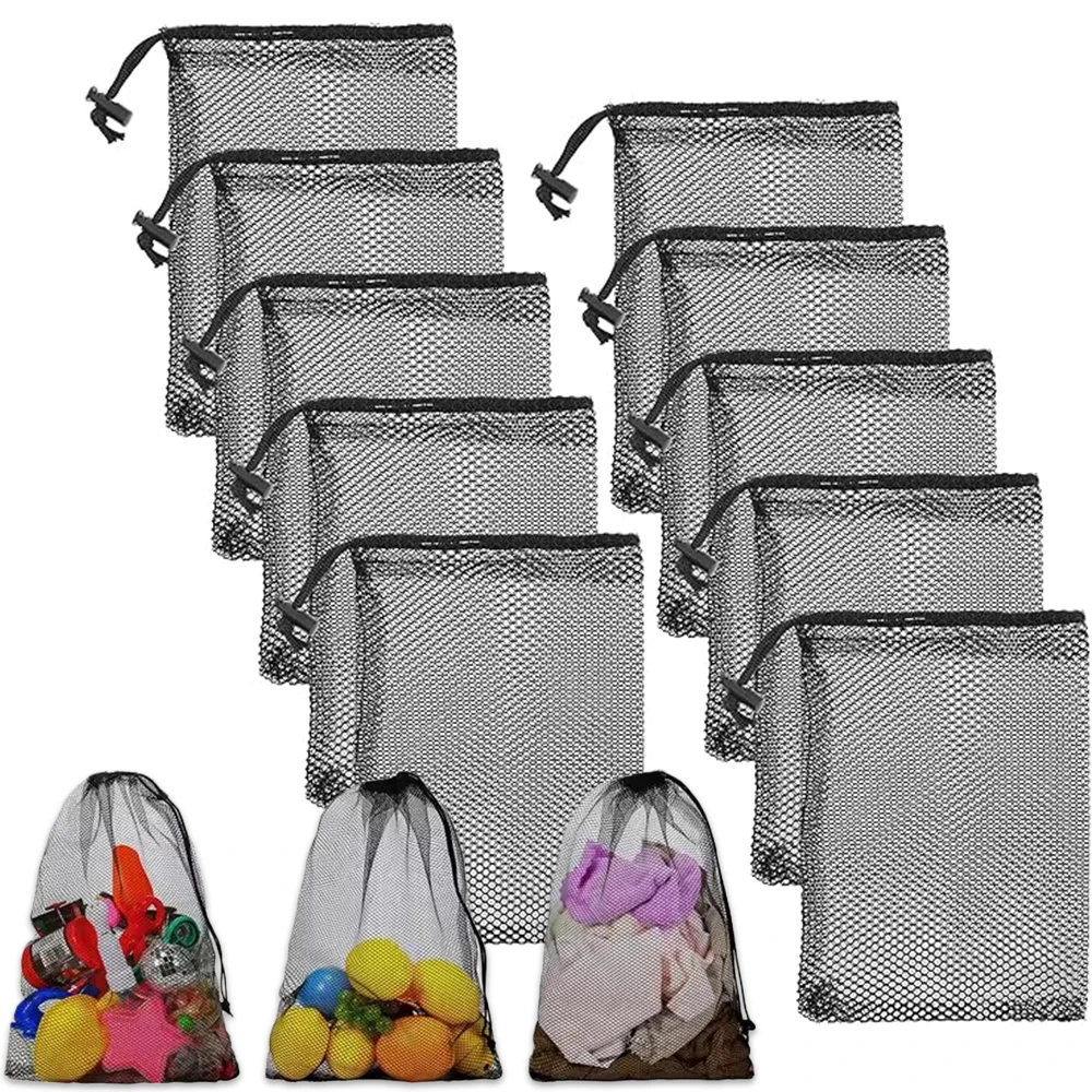 Mesh Bags Drawstring, Small Mesh Bags for Sports, Swimming, and Ball Storage - Easy To Tighten and Adjust for Travel