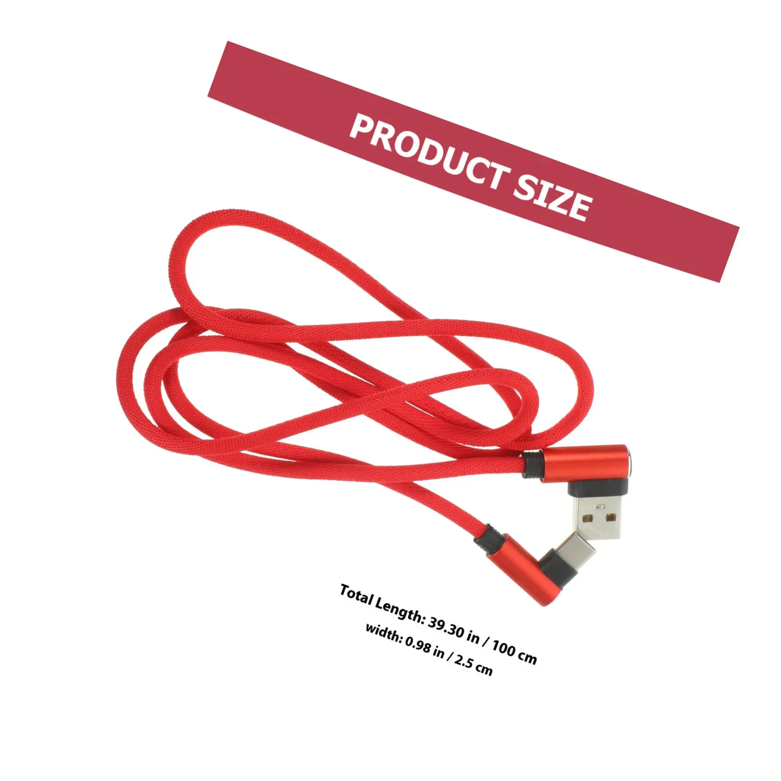 1M Right Angle Type-C USB Cable Braided Nylon Tangle-Free Heavy Duty Fast Charging Sync Data Cable for Smartphones L-Shaped 90