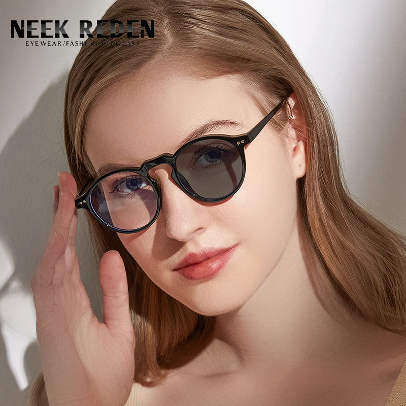 

Retro Round Photochromic Myopia Glasses Women Small Frame Korean Style Finished Prescription Eyewear -0.5 -0.75 -1.25 -3.75 -4.5