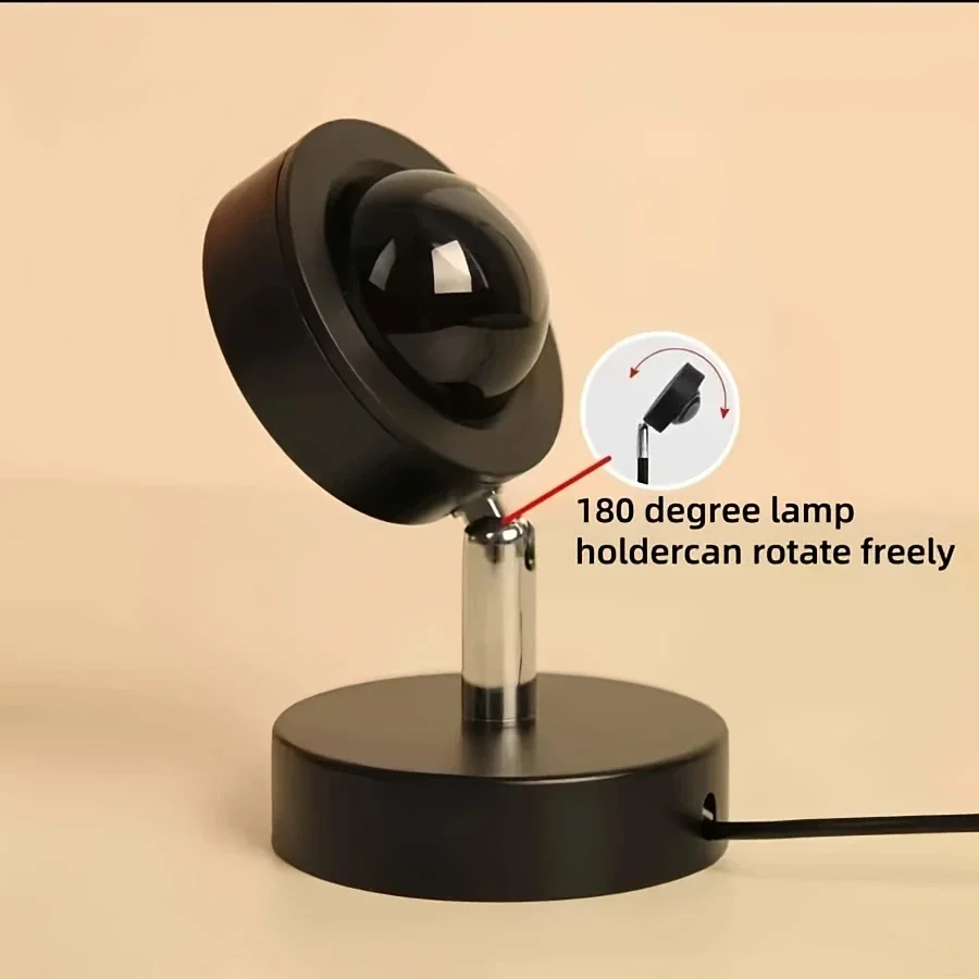 1PC USB Sunset Projection Lamp with 180° Rotatable Heart-Shaped Light, Perfect for Bedroom Decor, Photography Lighting & Room Am