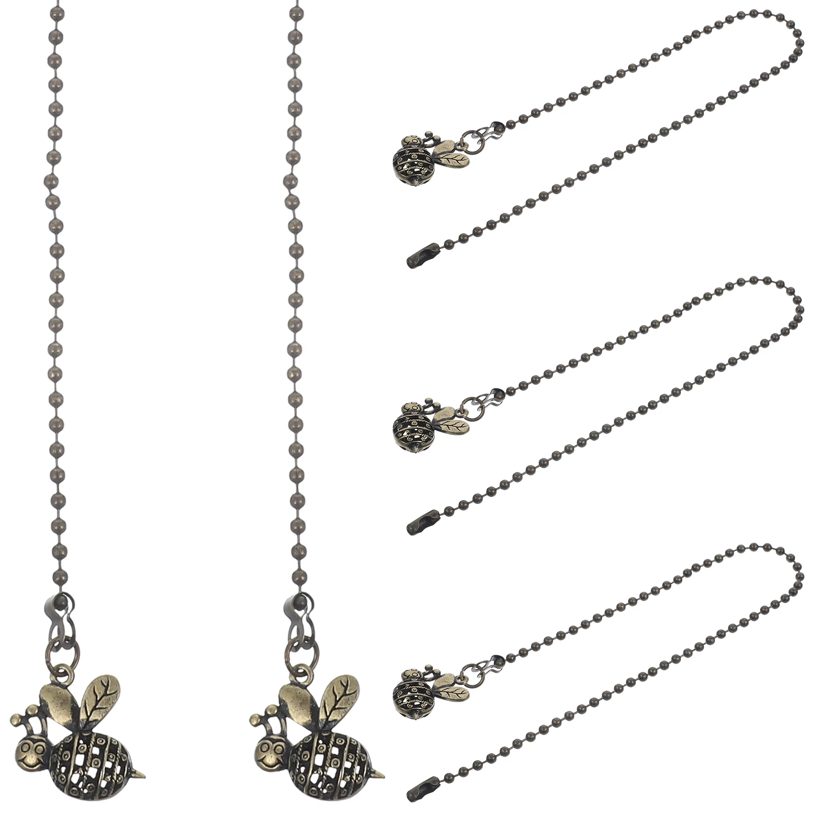 

5Pcs Ceiling Fan Pull Chain Vintage Bee Metal Extenders Decorative Pull Cord for Ceiling Fan Lights and Bathroom