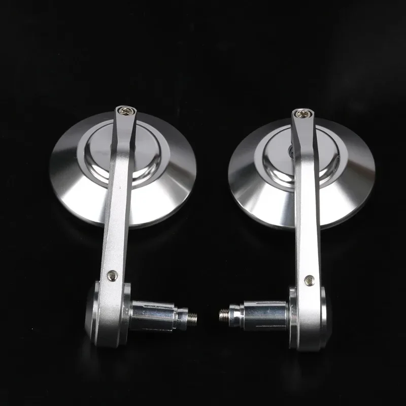 Motorcycle Handlebar Mirror Bar End Rear View Mirrors Balance Slider Grip Side Mirror CNC Silver 22mm Universal Anti-reflective image 2