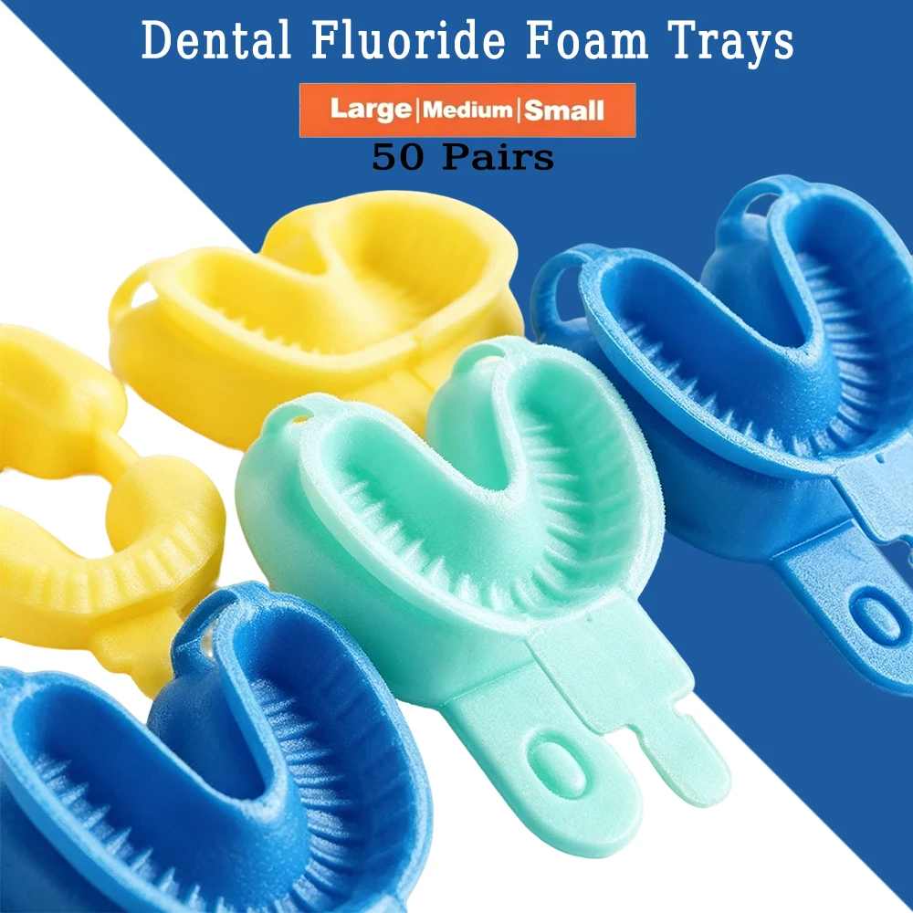 

Disposable Fluoride Gel Foam Trays for Kids Dual Arch Pediatric Dental Trays in Small Medium Large Sizes