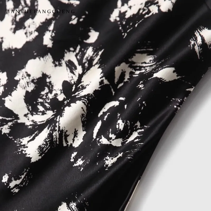 ผู้หญิงฤดูร้อนดอกไม้สีดําพิมพ์ Camisole ชุดเอวสูง A-Line Elegant Bodycon Casual Vintage ชุดอย่างเป็นทางการ