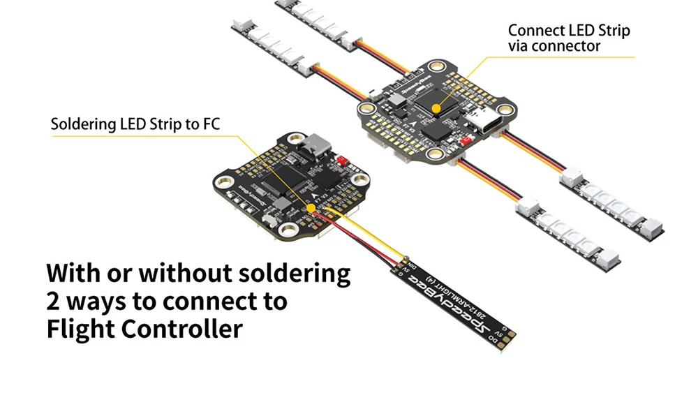 SpeedyBee 2812-Armlight Programmable RGB LED Strip 4PCS For FPV Drone Arm Light, Solder & Plug-and-play Connection