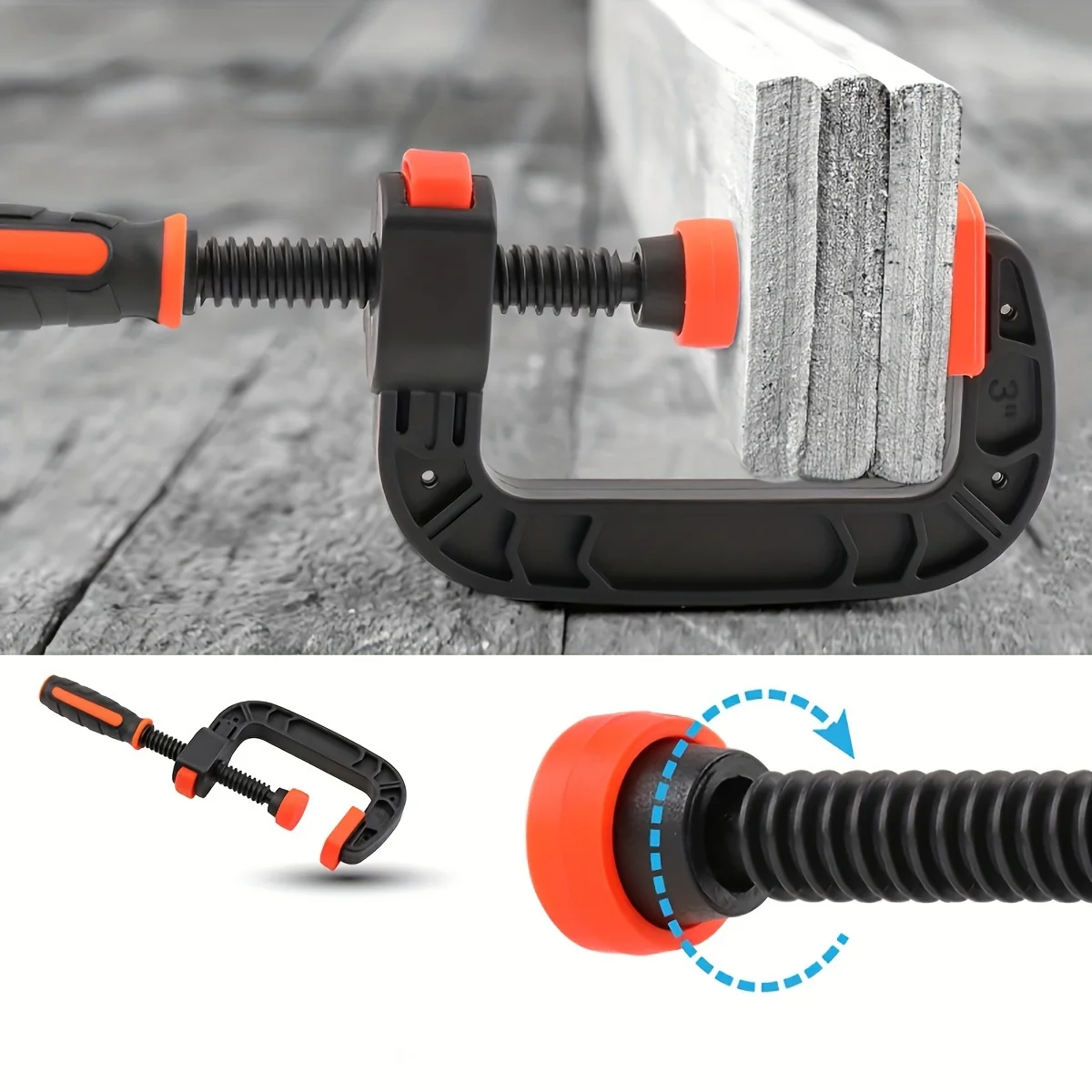Heavy-Duty Activity Chuck C-Shaped Spring Clamps with Strong Clamping Force Reinforced Plastic Nylon Jaw Opening for Crafting An