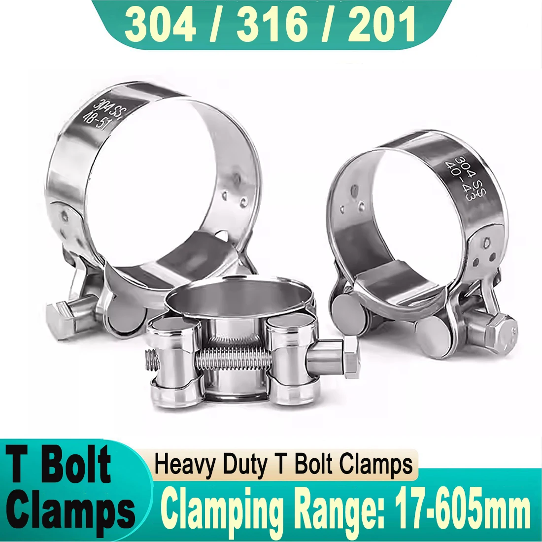 304 201 316 Stainless Steel Powerful Hose Pipe Tube Clamps Exhaust Air Water Pipes Durable Sealing Repair Welding Tool