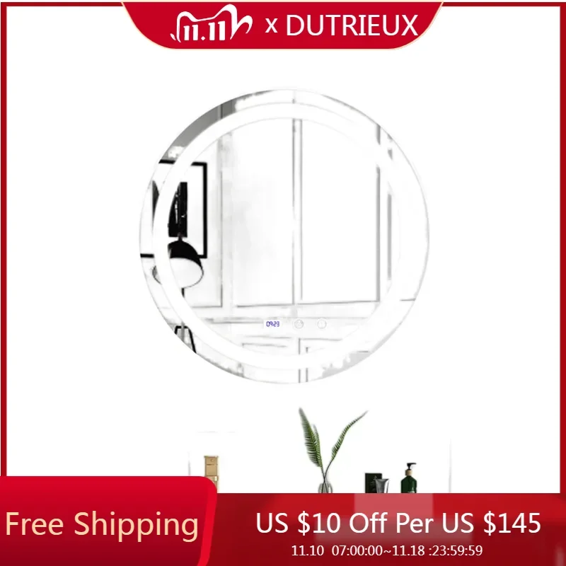 

Modern Bathroom Mirror Shelf Mounted Nordic Large Round Aesthetic Mirror Shower Display Smart Espelho Grande Home Ornament