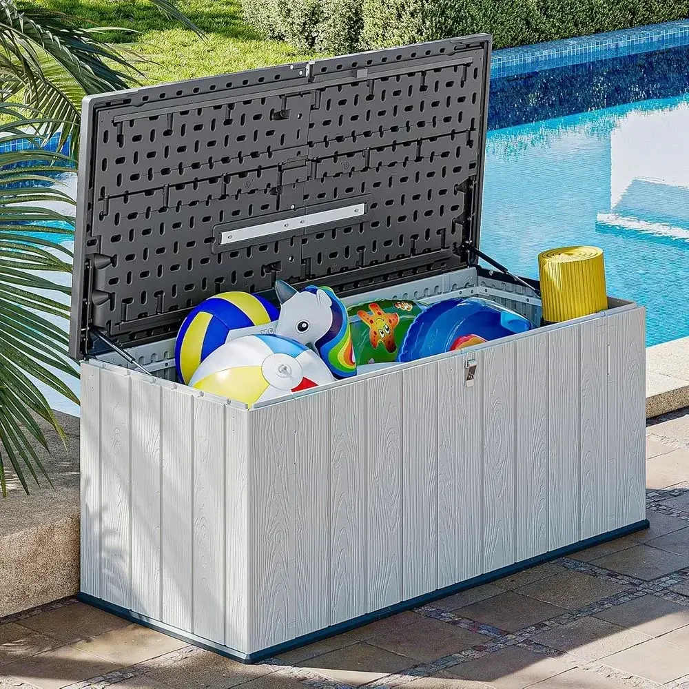 21 Cu. Ft. 160 Gallon Weatherproof Resin Deck Box - Lockable, Spring-Lid Patio Storage for Outdoor Essentials in White