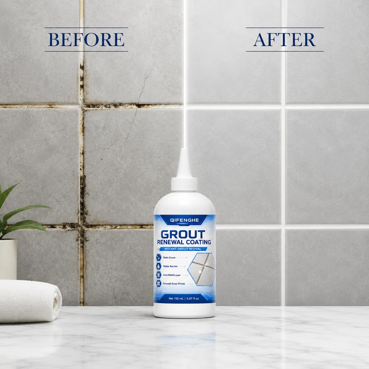 Waterproof Tile Grout Repair Pen 150ml Moldproof Seam Filler Restorer for Kitchen Bathroom Shower Floor Wall Tile Joints