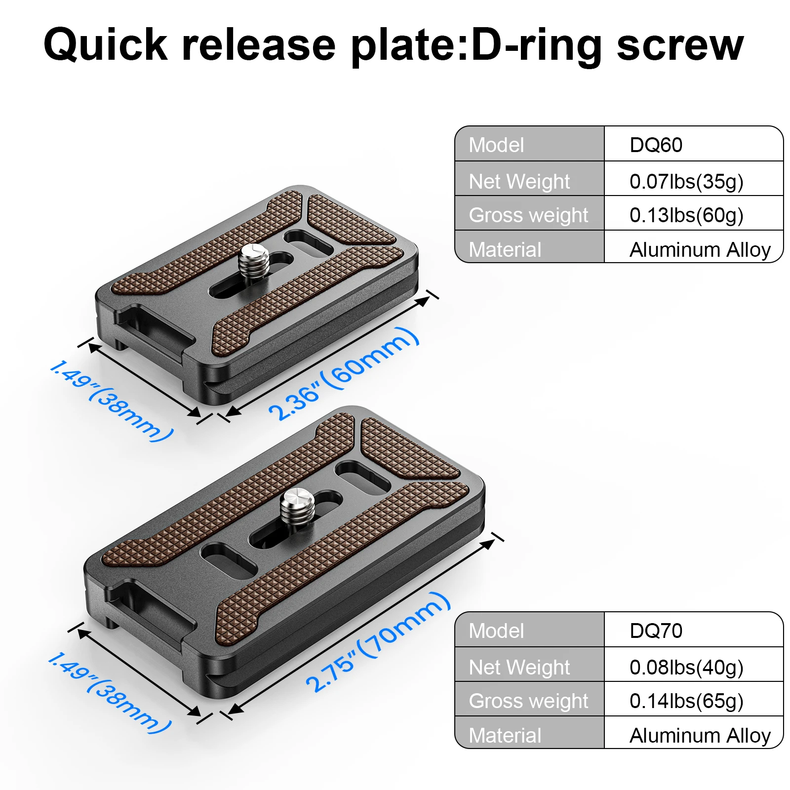 لوحة معدنية سريعة الإصدار Arca لوحة سويسرية WEYLLAN 60/70 مللي متر DQ60/70 ترايبود محول جبل لوحة لرأس ترايبود 1/4 "D-حلقة المسمار