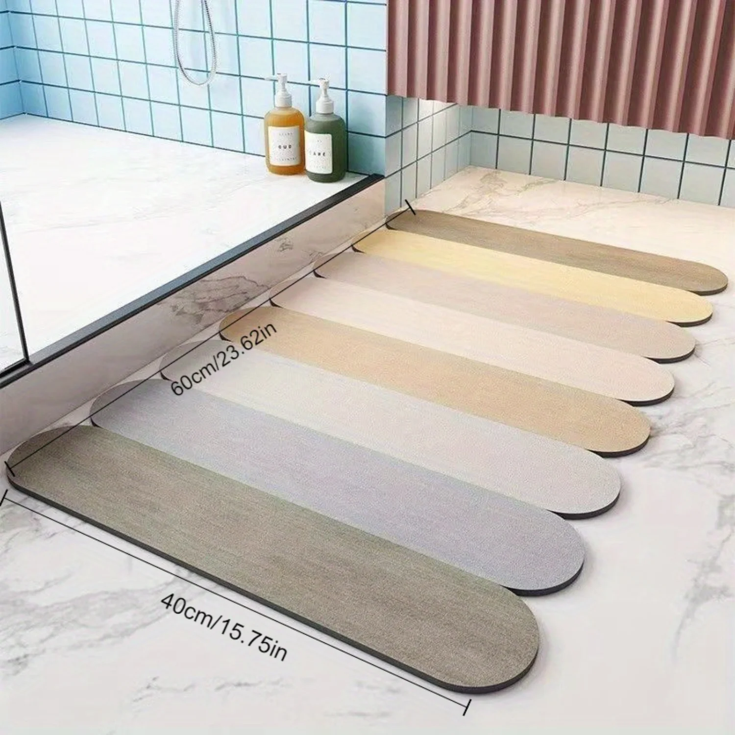 Premium Quick-Drying Non-Slip Bathroom Mat - Absorbent, Anti-Slip, Color Blocking, Mildew-Resistant - Soft, Comfortable, Easy to