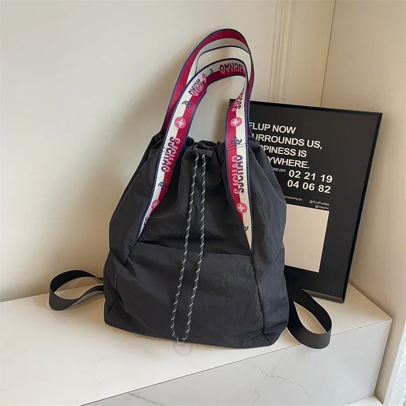 Bolso de hombro de nailon de gran capacidad para mujer, mochila informal con correa de hombro de colores sólidos, gran oferta, 2024