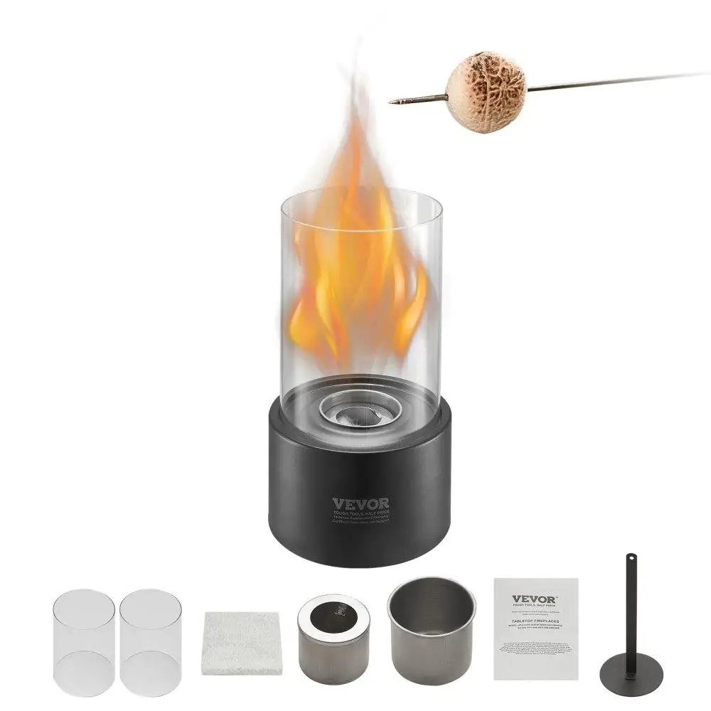 

6 Inch Portable Metal Fire Pit for Indoor Outdoor Use with Glass Accessories