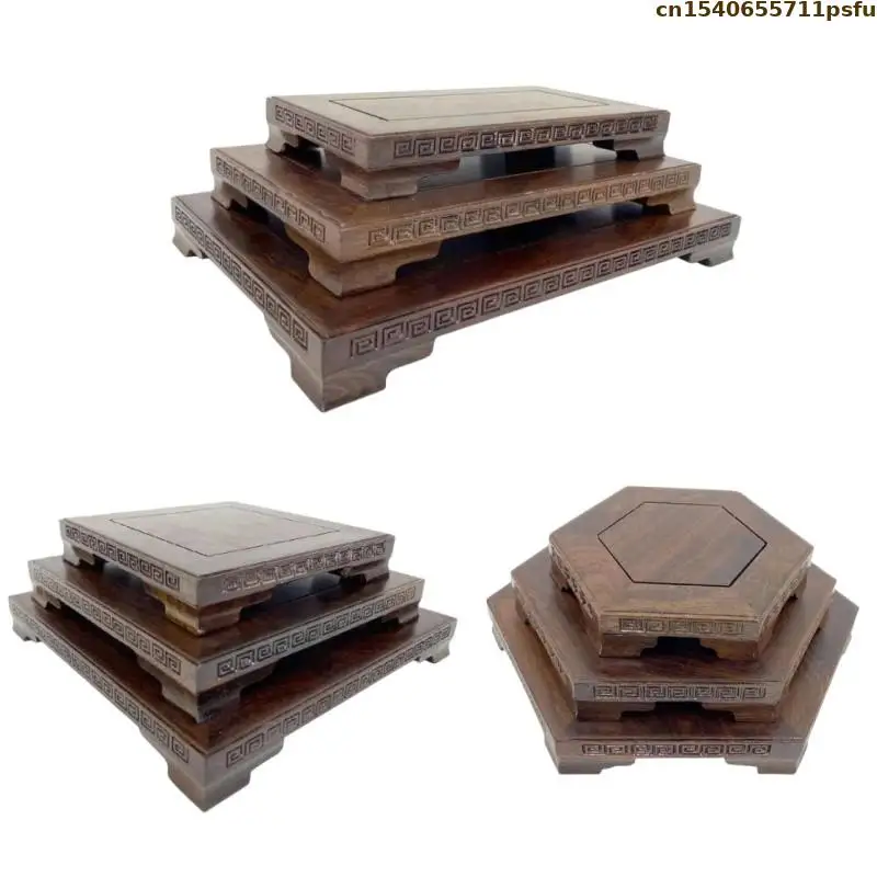 Figurines Vase Flower Pot Miniature Ebony Base Sorting Table Display Stand Tea Sets Pedestal Standing Flower Base Bonsai Shelves