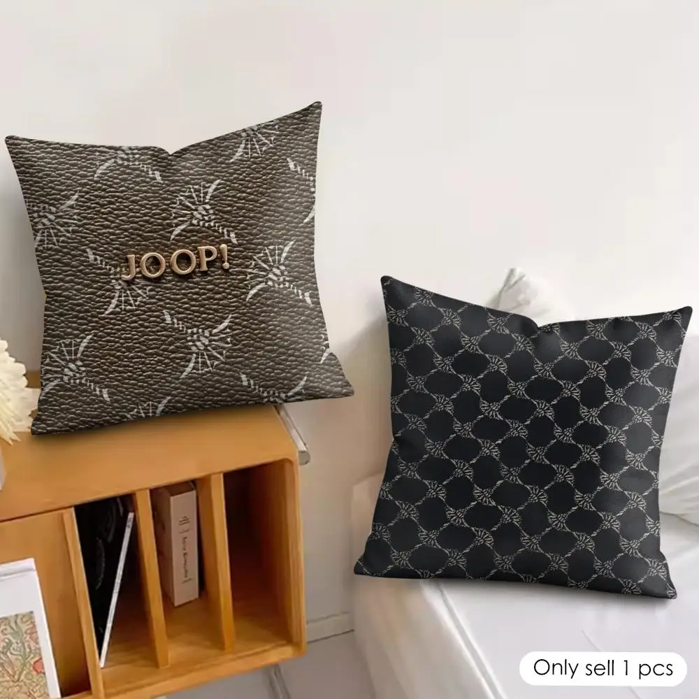 J-JoopS Fashion logo Cushion Cover Silky Short Plush Invisible Zipper Dustproof Sofa Pillow Case for Home Decor