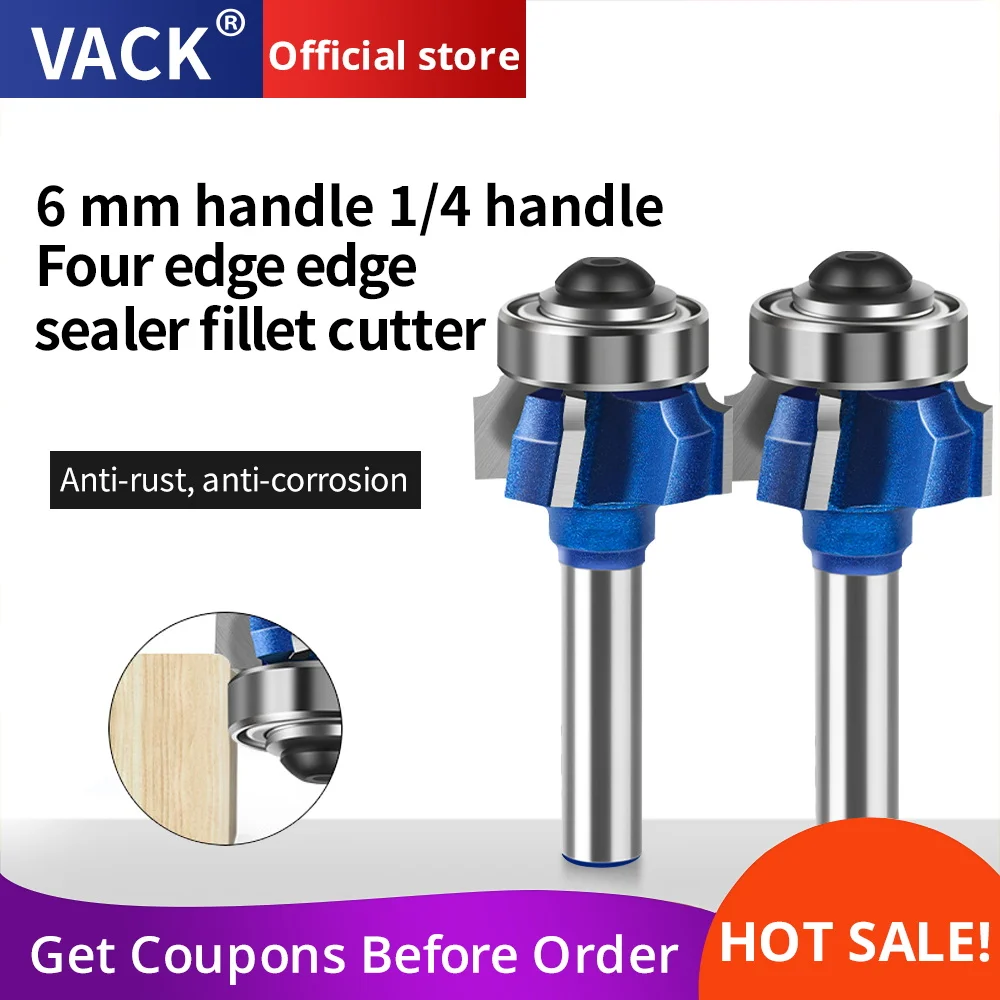 

8mm 6mm 1/4inch 4 Flutes Corner Rounding End Mills Wood Router Bit Set With Bearing Milling Cutter For Carpentry Tools R1 R2 R3