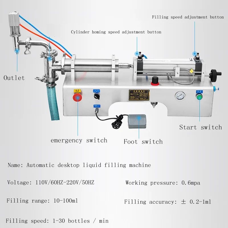 Small Pneumatic Liquid Filling And High Viscosity Juice Milk Filling