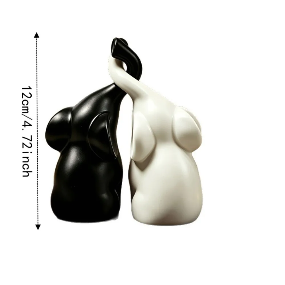 Niche Style Couples Elephant Statue Minimalist Plastic Elephant Sculpture Smooth Finish Loving Figurine Animal Art Decor view 6