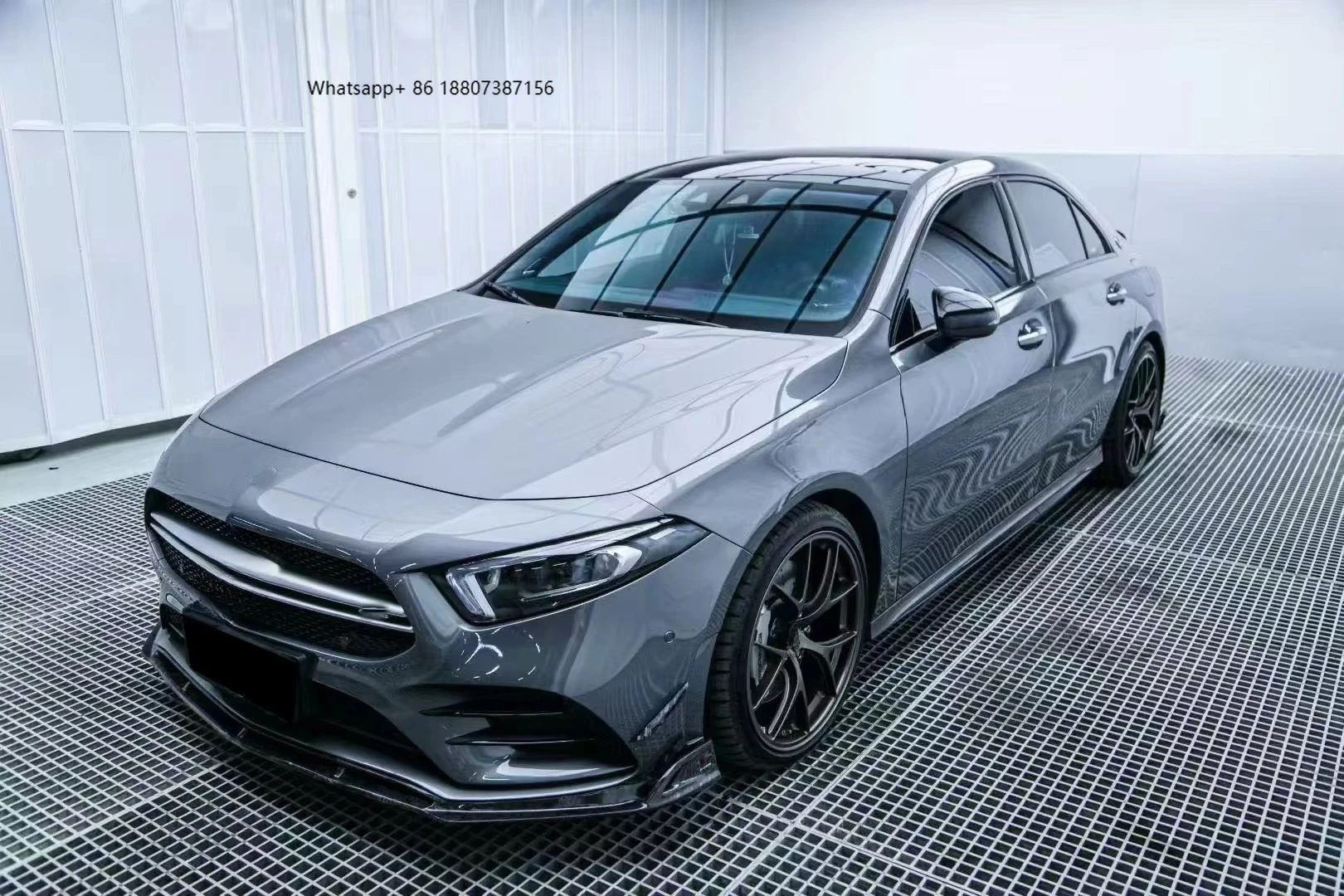 

For Class W177 A200L A35 A45 2019-2023 Dry Carbon Fiber Bumper & Front Lip with Exhaust Cut-Outs