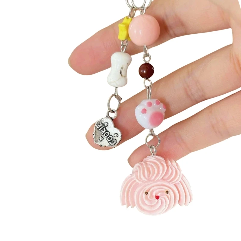 Resin Dog Bead Pendant for Camera and Smartphone Styling Colorful Keychain Charm