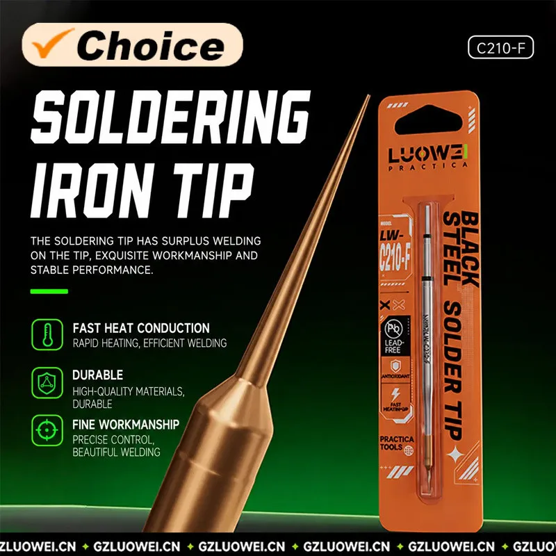 LUOWEI LW-C210-F Fine Point Soldering Tip for Mobile Phone Repair Lead-Free High Thermal Conductivity Welding Solder Iron Head