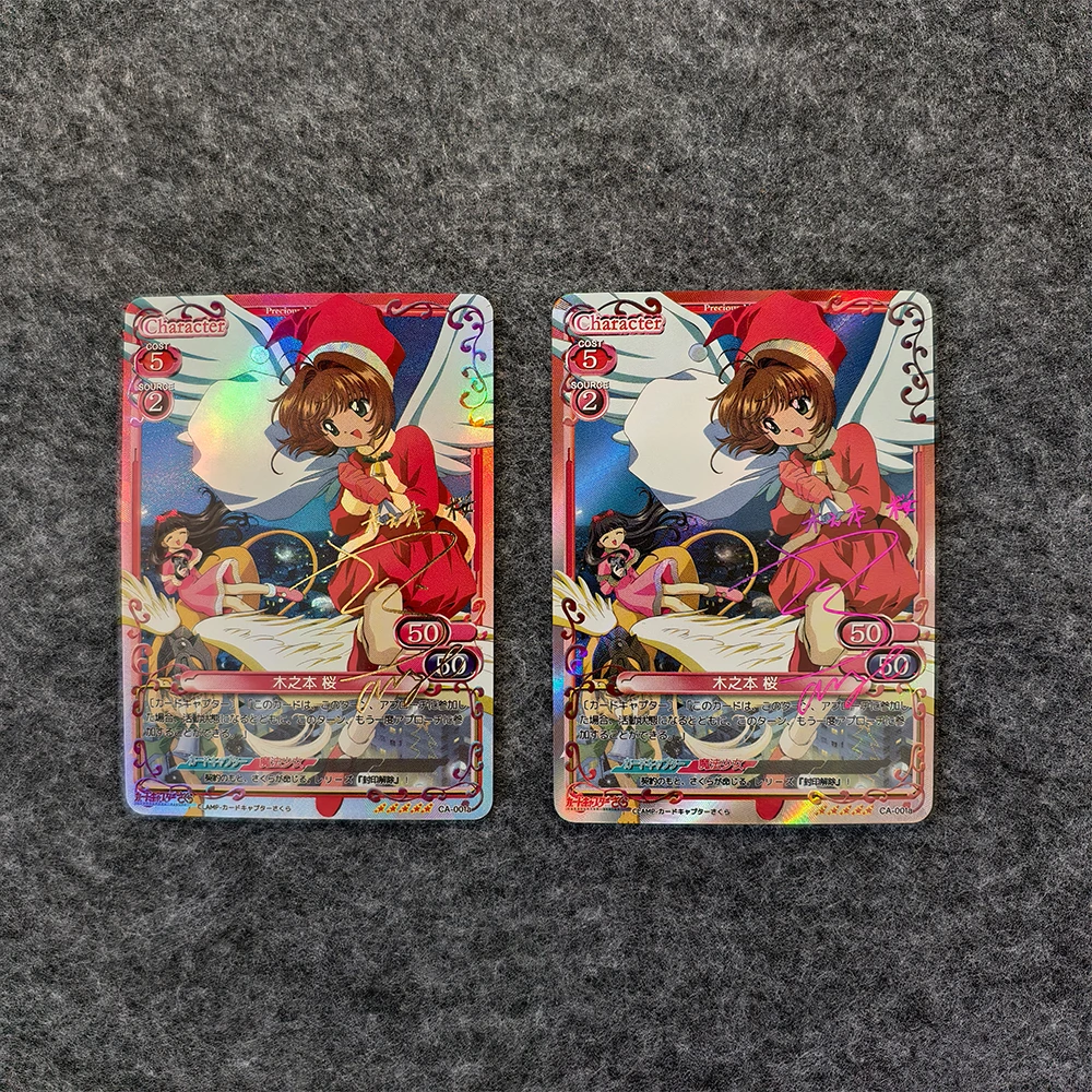 Anime Collection Card Card Captor Sakura Kinomoto Sakura Signature Card Hot Stamping Refractive Color Rainbow Flash Child Gifts